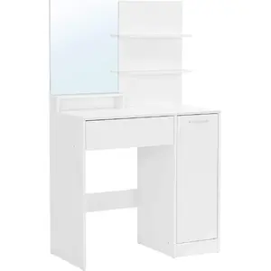 Туалетный стол Costway RDT119W01 с зеркалом — белое покрытие, столешница и места для хранения