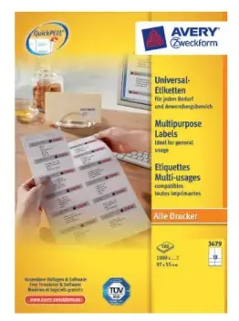 Avery Zweckform 3679 Baltas papīra uzlīmes