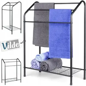 Towel Stand Vilde Ori_569823 — metal freestanding towel rack, black