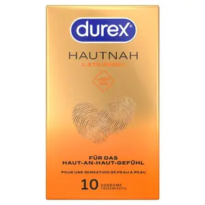 Condoms Durex Hautnah Latex-free 10 pack — polyisoprene, nominal width 56 mm, silicone-lubricated