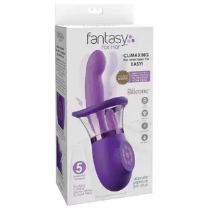 Вибратор Fantasy For Her Pleasure Pro Plus силиконовый — G-точка, клиторальный вакуум и вибро-язык, USB-C, 24,1 см, фиолетовый