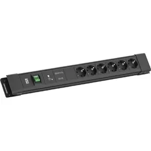 Bachmann CONNECTUS Power Strip with 6 CEE 7/3 Sockets, 1 Switch, and 2.0m Cable, Black