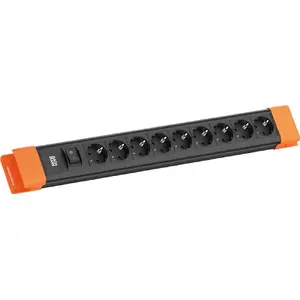 Сетевой удлинитель Bachmann CONNECTUS с 9 розетками CEE 7/3, 1 выключатель, кабель 2,0 м — черно/оранжевый