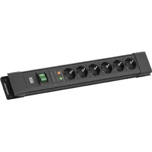 Сетевой фильтр Bachmann CONNECTUS, 6 розеток CEE7/3, защита от перенапряжения, выключатель, кабель 2.0 м, черный
