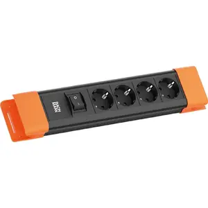 Сетевой удлинитель Bachmann CONNECTUS с 4 розетками CEE 7/3, 1 выключатель, шнур 2,0 м, вилка CEE7/7, черно-оранжевый