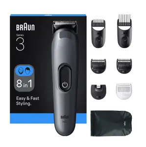 Braun Series 3 All-In-One Style Kit AIO3540 Matu trimmeris melns pelēks akumulators 14 garuma iestatījumi 0.5-21 mm 50 min