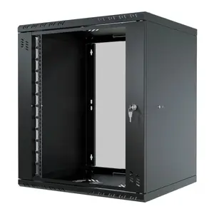 19" skapītis-rack Stalflex S-RC19-12U-450GB 12U 450 mm dziļums stikla durvis melns