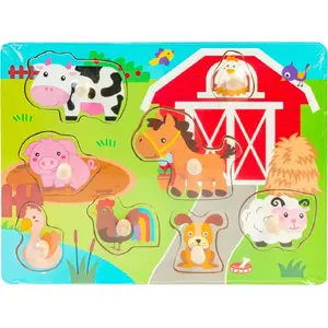 Wooden Farm Puzzle with Handles Smily Play 5836054 – children's peg puzzle, farm animals and vehicles