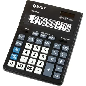 Desktop calculator Eleven CDB1601-BK, black, 16-digit display, battery/solar, LR1130, auto shut-off