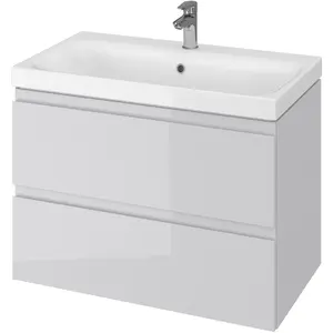 Bathroom vanity cabinet CERSANIT Moduo 80 cm, grey, wall-mounted with storage