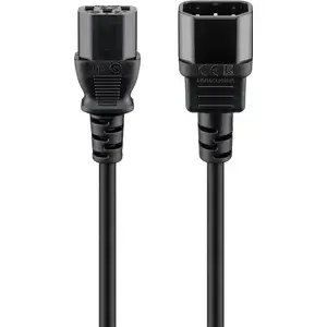 Power extension cable MANHATTAN Goobay IEC C14 to C13, 0.5 m, black (H05VV-F3G)