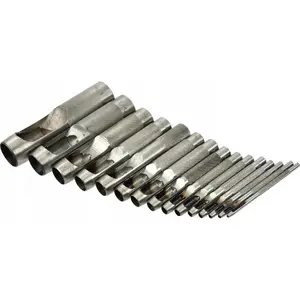 Punch Set GEKO G01822 — 15-piece leather hole punch, punch sizes 2–22 mm