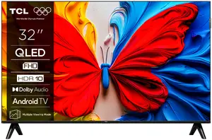 Телевизор TCL 32S5K 32" QLED Full HD (1920x1080), Android TV, 60 Гц, 20 Вт, 2×HDMI, Wi‑Fi, Bluetooth