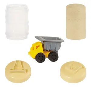 Детский набор кинетического песка MGA Wonder Factory Never Dry Sand Construction Trucks светло-коричневый с самосвалом, 3+