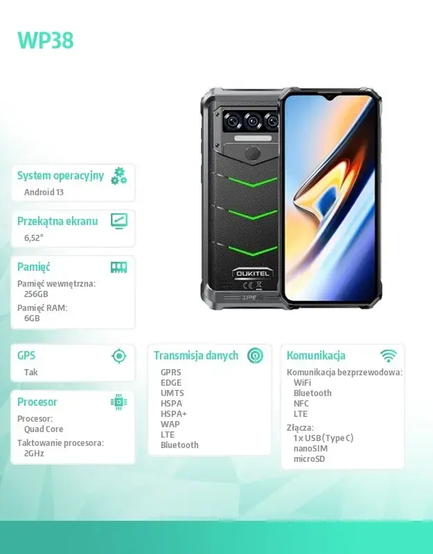 Смартфон OukiTel WP38, WP38-GN/CHOUT/OL Photo 6