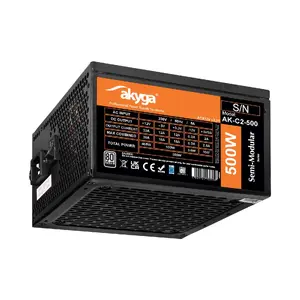 Блок питания Akyga AK-C2-500 ATX 468 Вт (Peak 500 Вт), 20+4 pin, вентилятор 120 мм, 80 PLUS, чёрный