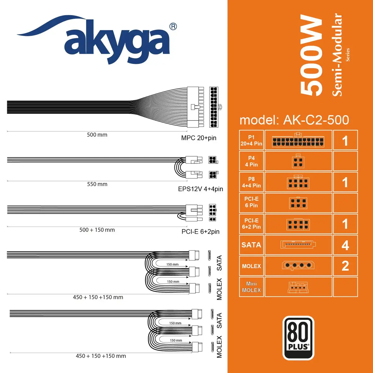 Akyga AK-C2-500 ATX БП 468 Вт Photo 7