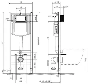 Wall-hung toilet set CERSANIT S701-777, concealed installation, bowl 20 x 50 cm
