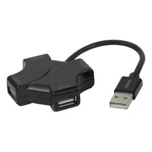 Deltaco UH-737 USB 2.0 Type-A хаб 480 Mbit/s черный