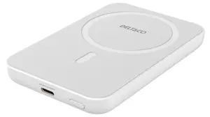 DELTACO PB-Q1006 Внешний аккумулятор 5000 мАч Литий-полимерный USB Type-C Беспроводная зарядка 20 Вт Белый
