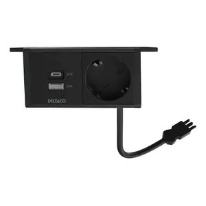 Socket Outlet AC USB A USB C Black Deltaco GT-1101