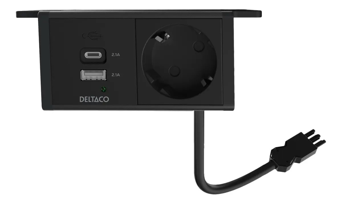 DELTACO GT-1101 Galda kontaktligzda ar AC