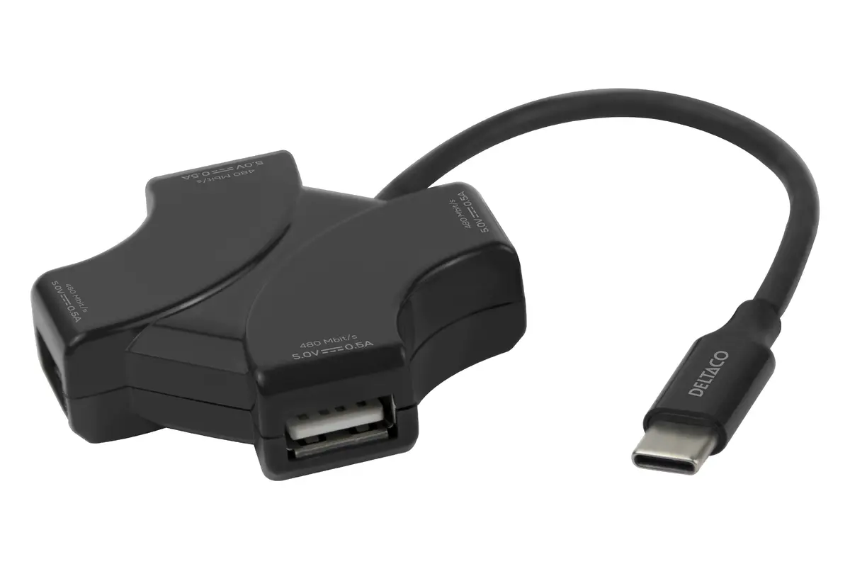 Deltaco USBC-HUB205 USB Type-C interfeisa centrmezgls