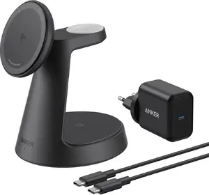 Станция беспроводной зарядки 3-в-1 Anker MagGo B25M4G11 — док-стойка для iPhone, AirPods и Apple Watch