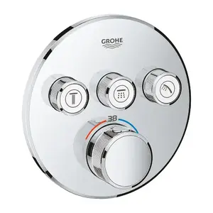 Встраиваемый термостатический блок GROHE 3‑ходовой для ванны и душа, хром, металл