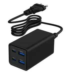 AC lādētājs Gembird TA-UC-2A2C-PD65-01-BK — 65W, 2× USB-C, 100–240V, 1.5 m kabelis, melns