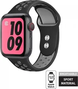 Спортивный ремешок Crong Duo Sport CRG-40DSB-BLK для Apple Watch 38/40/41/42 мм серо‑чёрный