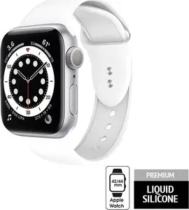 Crong replacement strap for Apple Watch 44/45/46/49 mm — model CRG-44LQB-WHI, white silicone