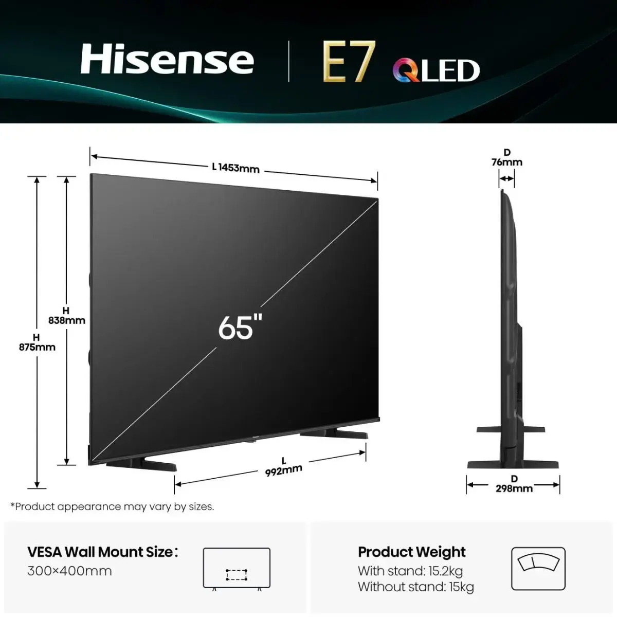 Televizors Hisense 65E77Q Photo 2