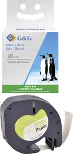 Label tape g g 12 mm x 4 m, compatible with Dymo S0721520, black on white