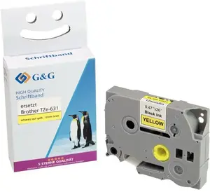 Label tape g g TZe-631 12 mm x 8 m Black on Yellow for thermal transfer label printers