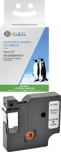 Label tape G G 12 mm x 7 m — compatible with Dymo D1 45010, black on clear