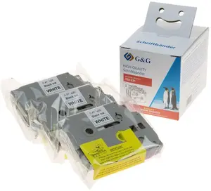 Lentes komplekts g g saderīgs ar Brother TZe-231, 12 mm x 8 m, melns uz balta, 3 ruļļi