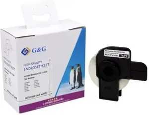 Label G&G DK-11204 17 mm x 54 mm black on white thermal labels, roll