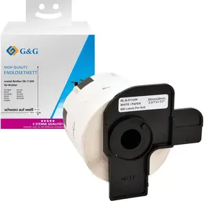 Label G&G compatible label tape DK-11209 29 mm x 62 mm for Brother printers black on white