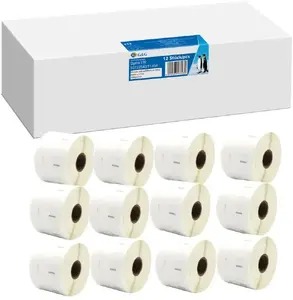 Label 12× G&G 32 mm × 57 mm compatible with Dymo 11354 — black on white, pack of 12 sheets