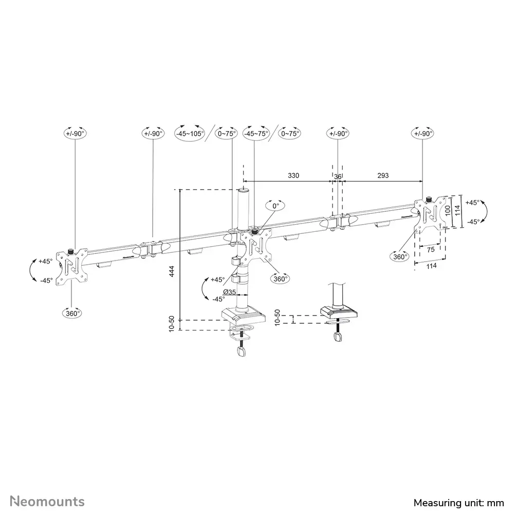 Monitoru statīvs Neomounts DS60-600BL3 Photo 17