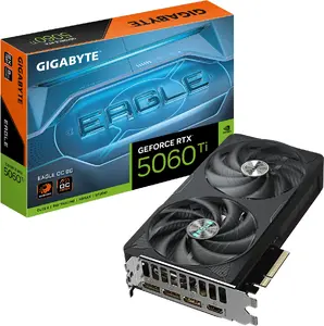 Видеокарта GIGABYTE GeForce RTX 5060 Ti 8 ГБ GDDR7, PCIe 5.0, 128‑бит, 3x DP 2.1b + HDMI 2.1b, 2 вентилятора, 135 Вт, OC