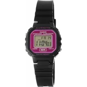 Rokas pulkstenis Casio LA-20WH-4ADF — sieviešu digitālais pulkstenis CASIO, kompakts korpuss, sveķu siksniņa