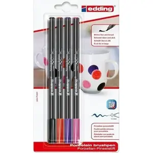 Porcelāna marķieris Edding E-4200, gals 1–4 mm, 4 krāsas komplekts, blistera iepakojums