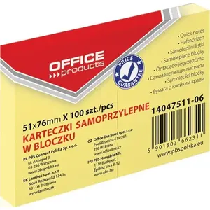 Sticky notes Office Products PBSX1656 — 51 x 76 mm pastel yellow, adhesive memo pads