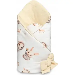 Baby Muslin Swaddle Blanket Sensillo 75x75 cm — beige rabbit print
