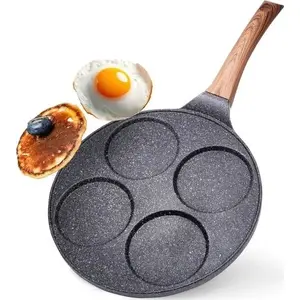Vilde frying pan model 199006 Black & Wood for cooking up to 4 eggs or pancakes, granite-coated surface