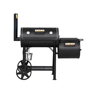 Mustang Georgia L Offset Charcoal Smoker, Steel, Black