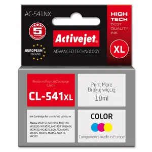 Картридж ActiveJet AC-541NX совместимый для Canon CL-541XL Cyan Yellow Magenta 18 мл пигментные чернила, 1 шт