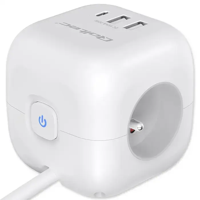 Power Cube QOLTEC 52547 — 3×AC, USB-C PD 20W Photo 5